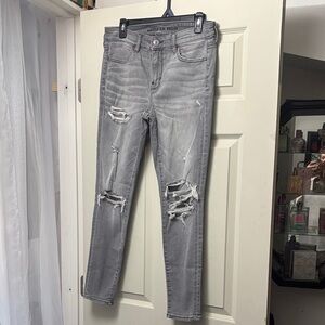 American Eagle Outfitters Gray Skinny Jeans Distressed